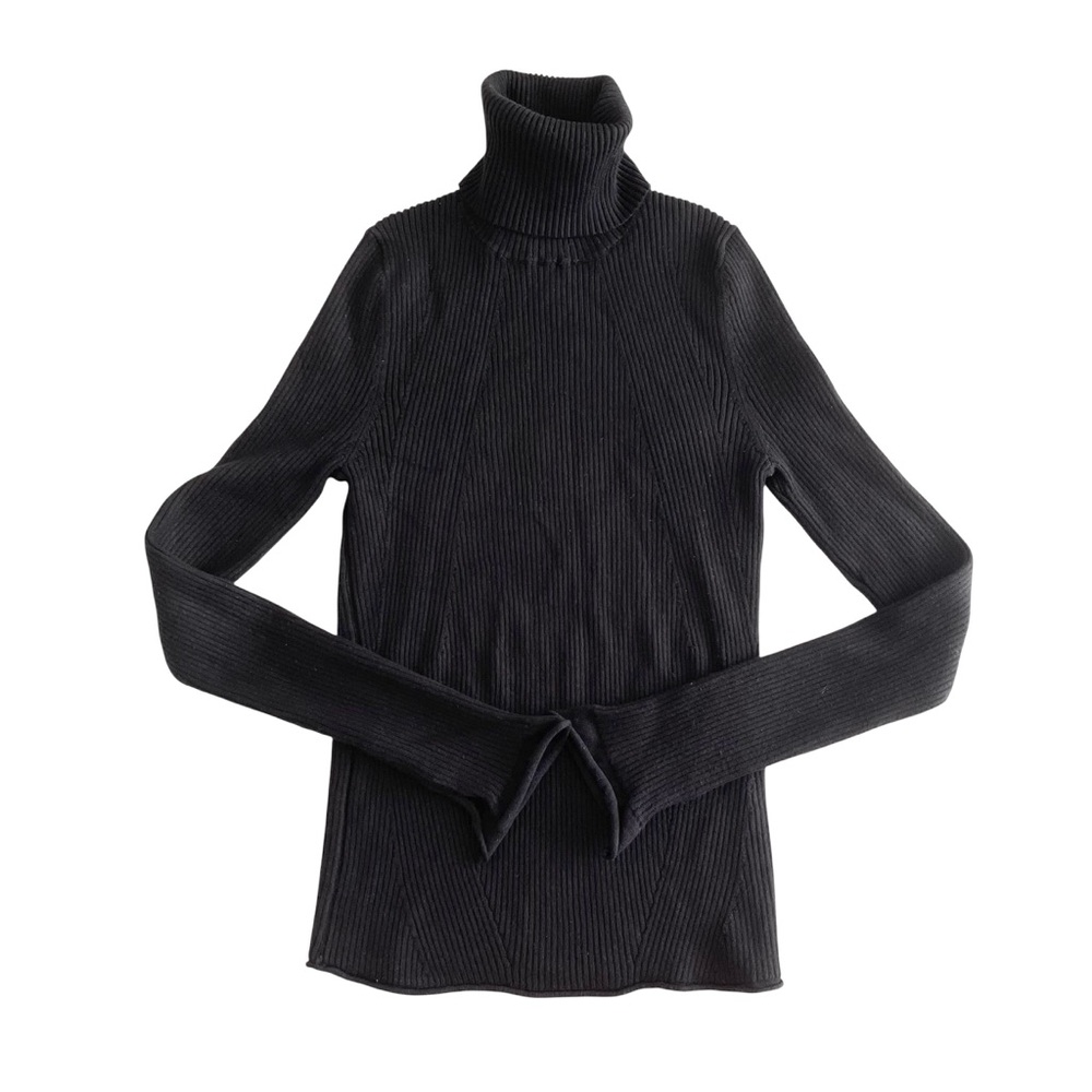 Maeve by Anthropologie Black Ribbed Turtleneck Sweater size XS